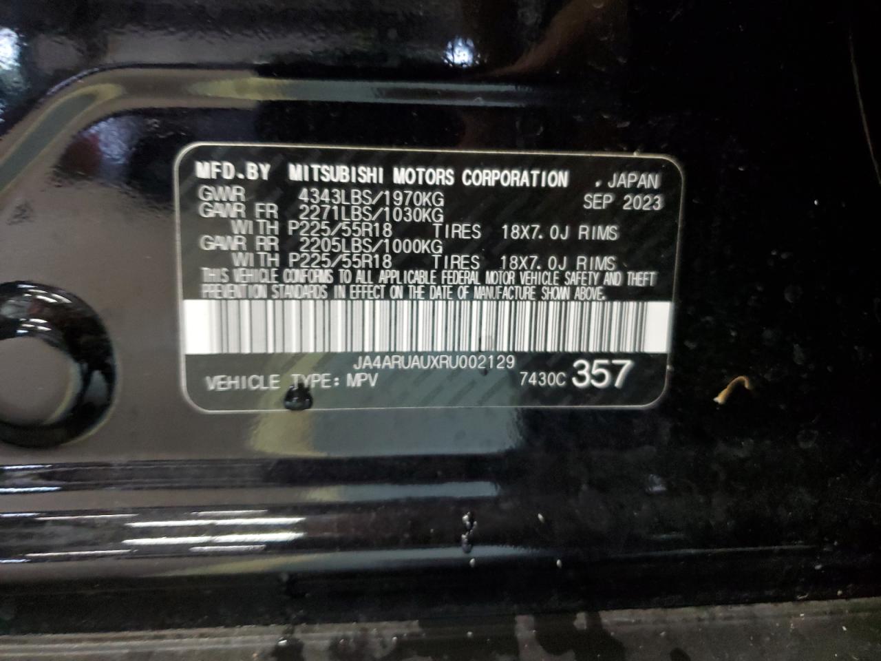 2024 Mitsubishi Outlander Sport S/Se VIN: JA4ARUAUXRU002129 Lot: 63944284