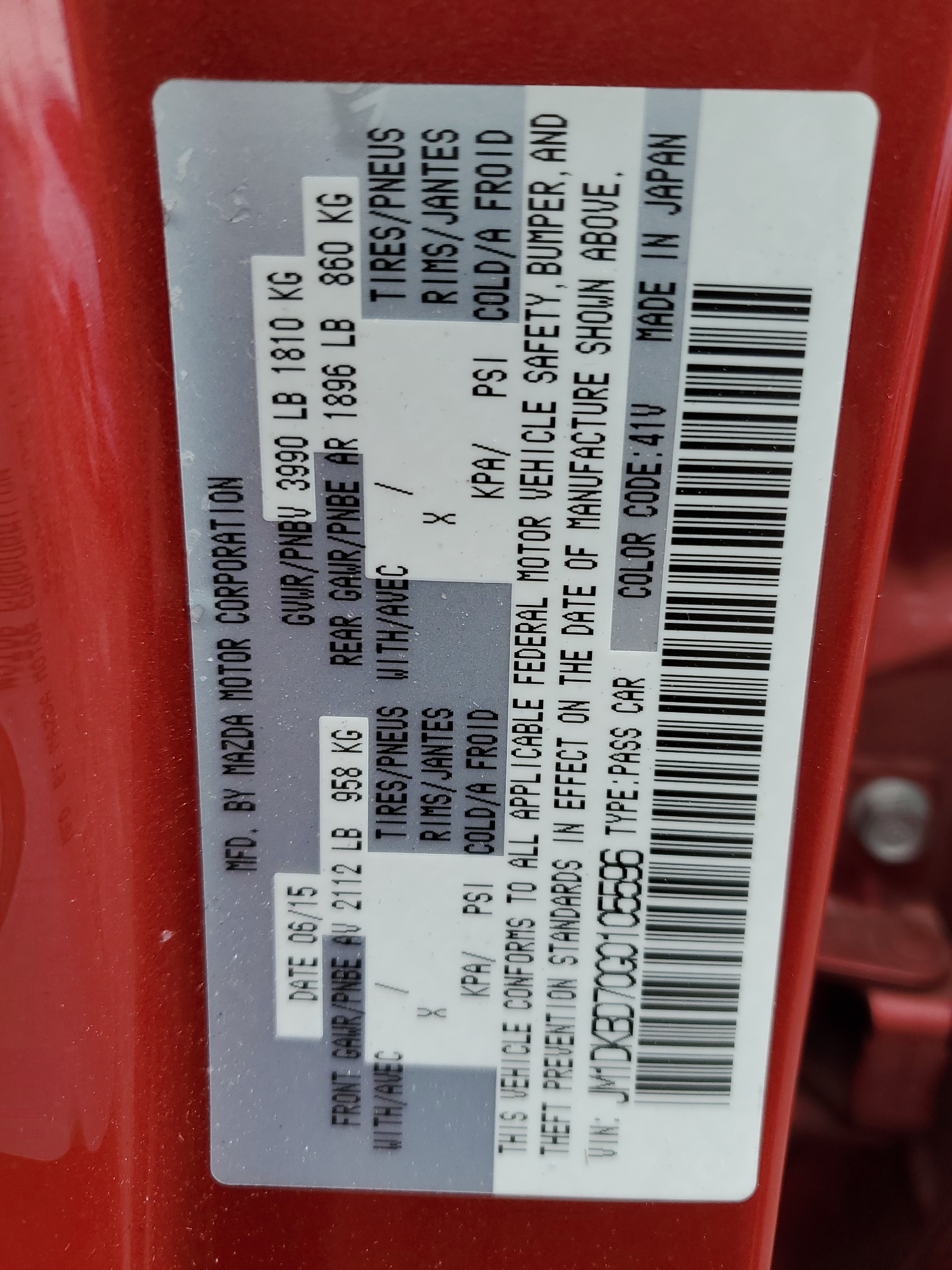 JM1DKBD70G0105596 2016 Mazda Cx-3 Grand Touring