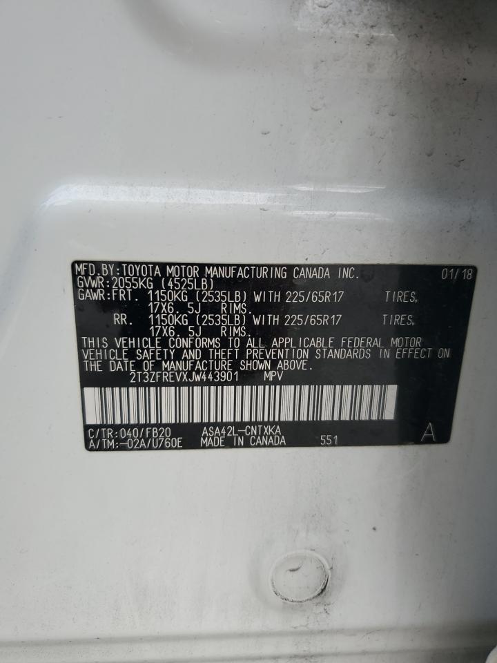 2018 Toyota Rav4 Le VIN: 2T3ZFREVXJW443901 Lot: 64630664