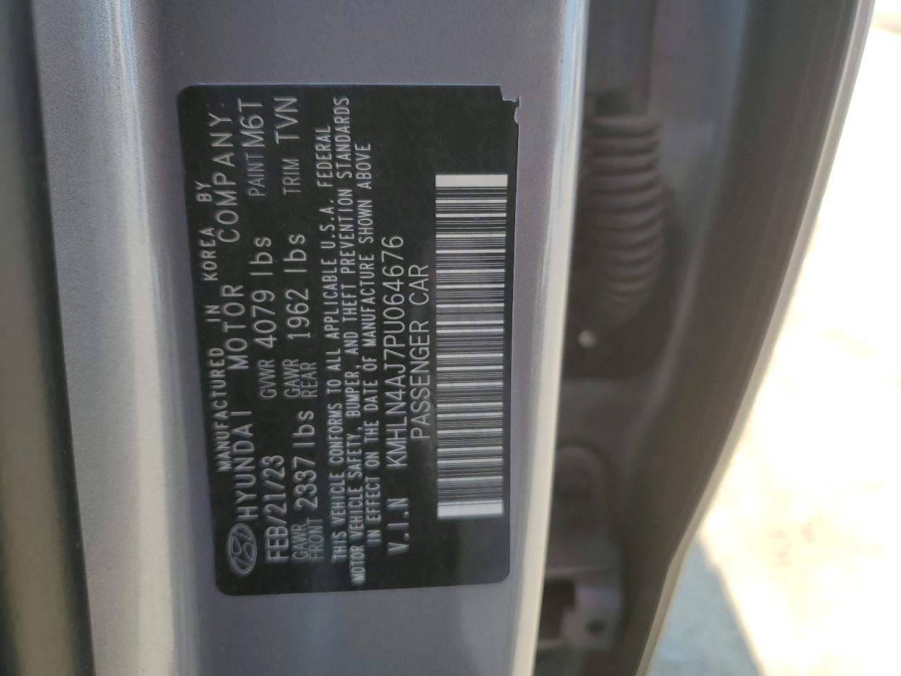 2023 Hyundai Elantra Limited VIN: KMHLN4AJ7PU064676 Lot: 64431944