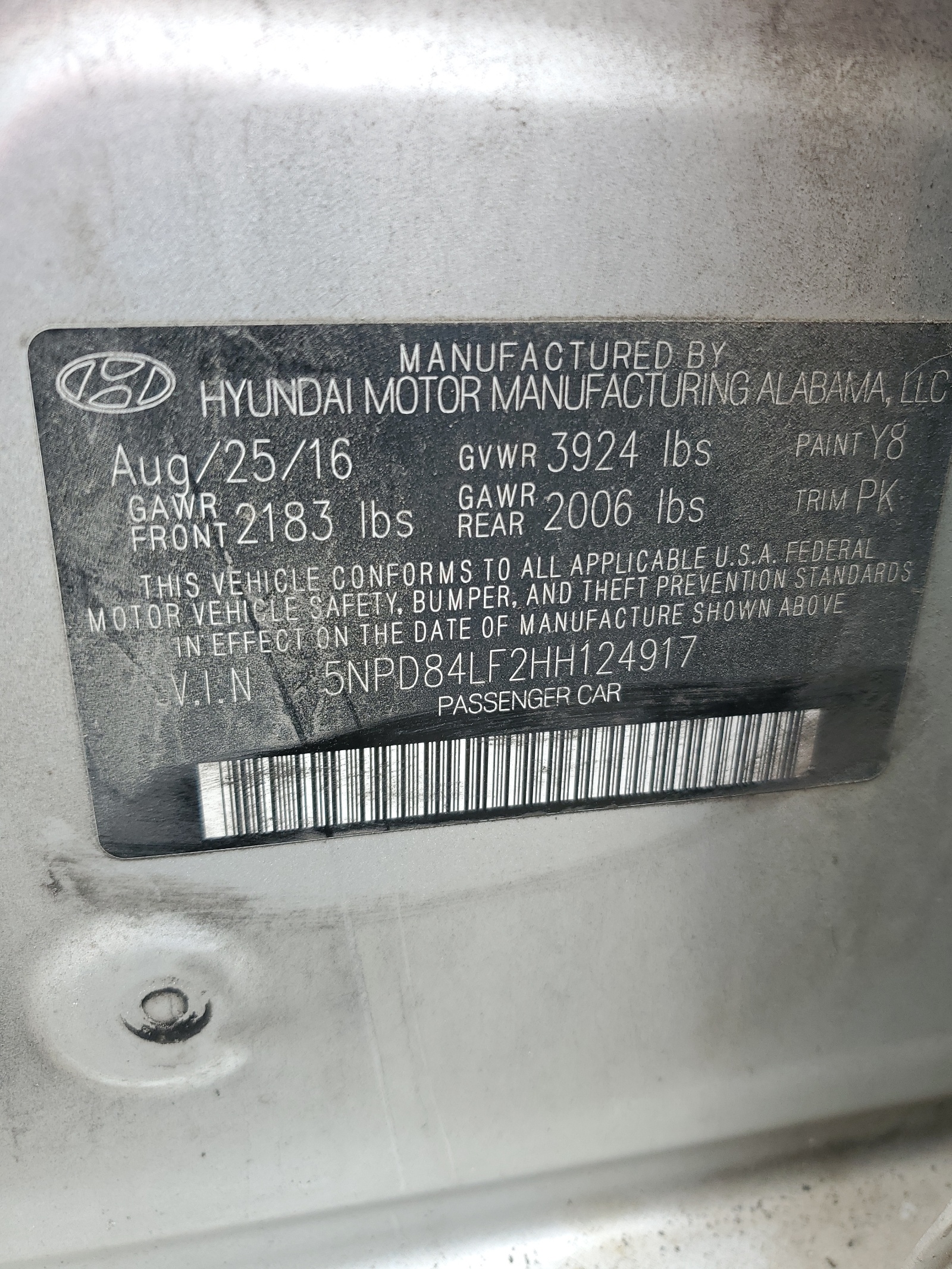 5NPD84LF2HH124917 2017 Hyundai Elantra Se