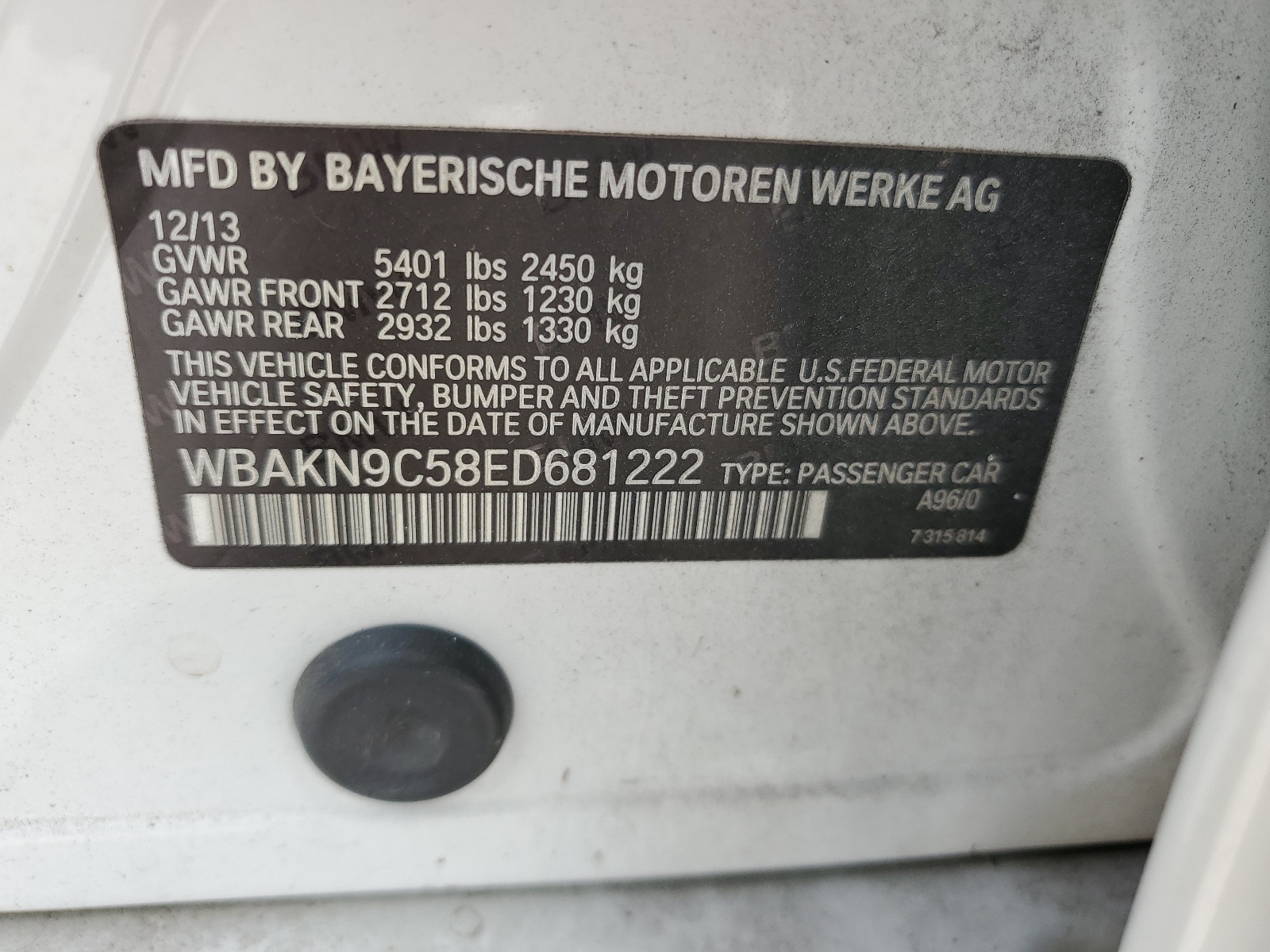 WBAKN9C58ED681222 2014 BMW 550 I