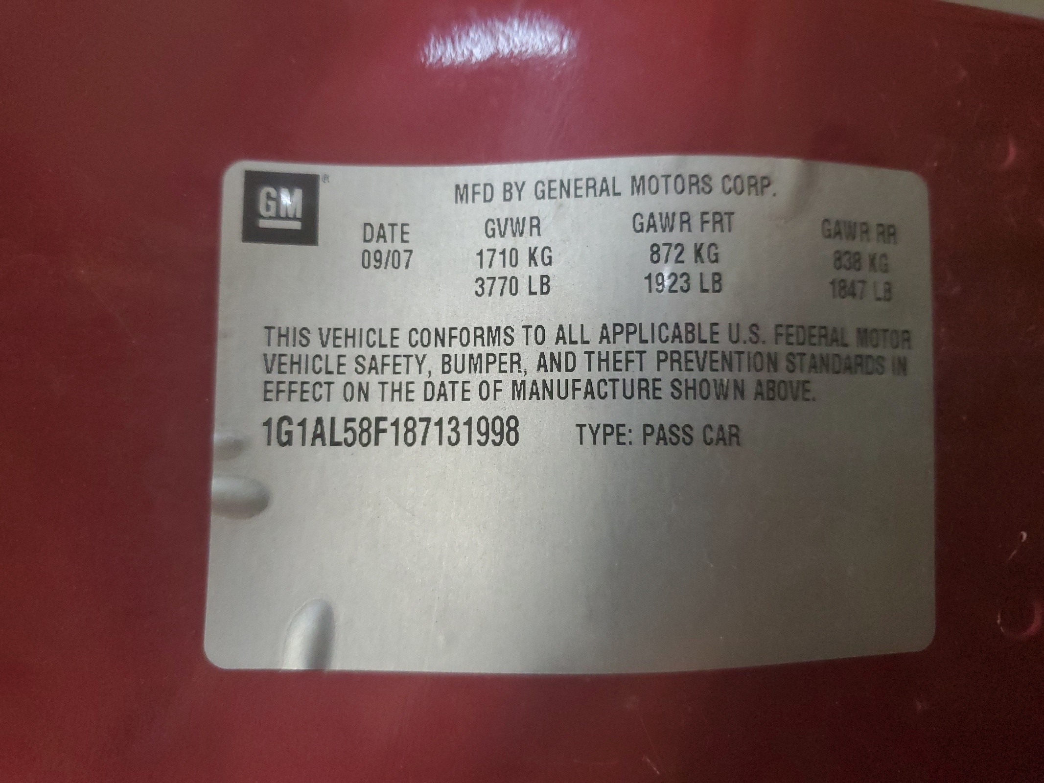 1G1AL58F187131998 2008 Chevrolet Cobalt Lt