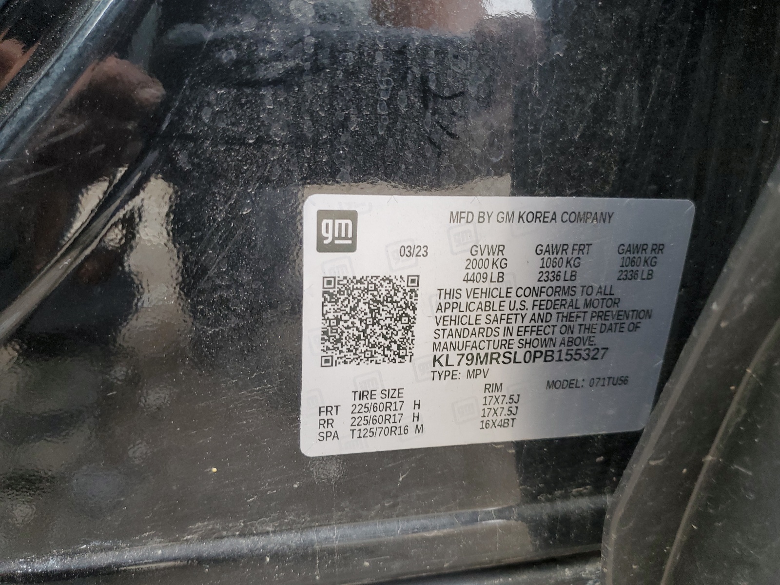 KL79MRSL0PB155327 2023 Chevrolet Trailblazer Lt