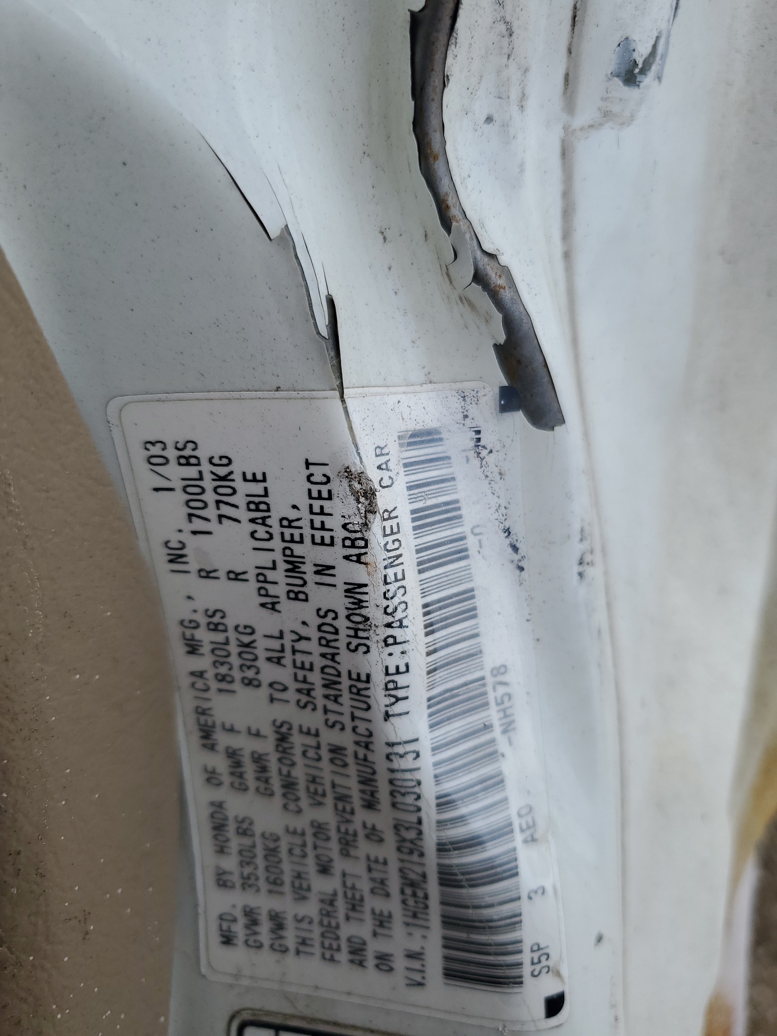 1HGEM219X3L030131 2003 Honda Civic Ex