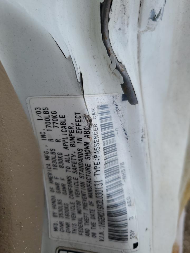 2003 Honda Civic Ex VIN: 1HGEM219X3L030131 Lot: 63190374