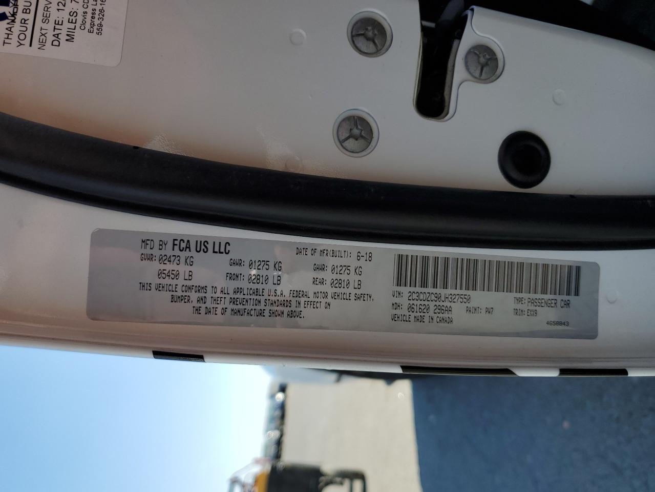 2018 Dodge Challenger Srt Hellcat VIN: 2C3CDZC90JH327550 Lot: 64260194