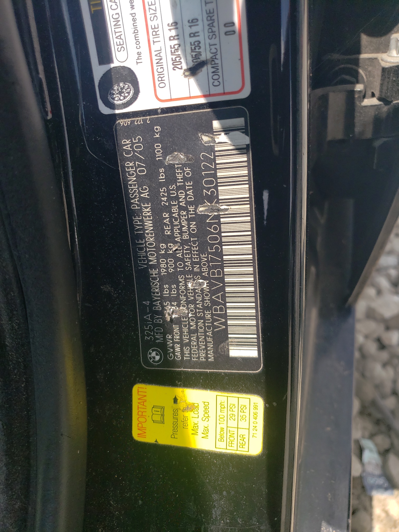 WBAVB17506NK30122 2006 BMW 325 I Automatic