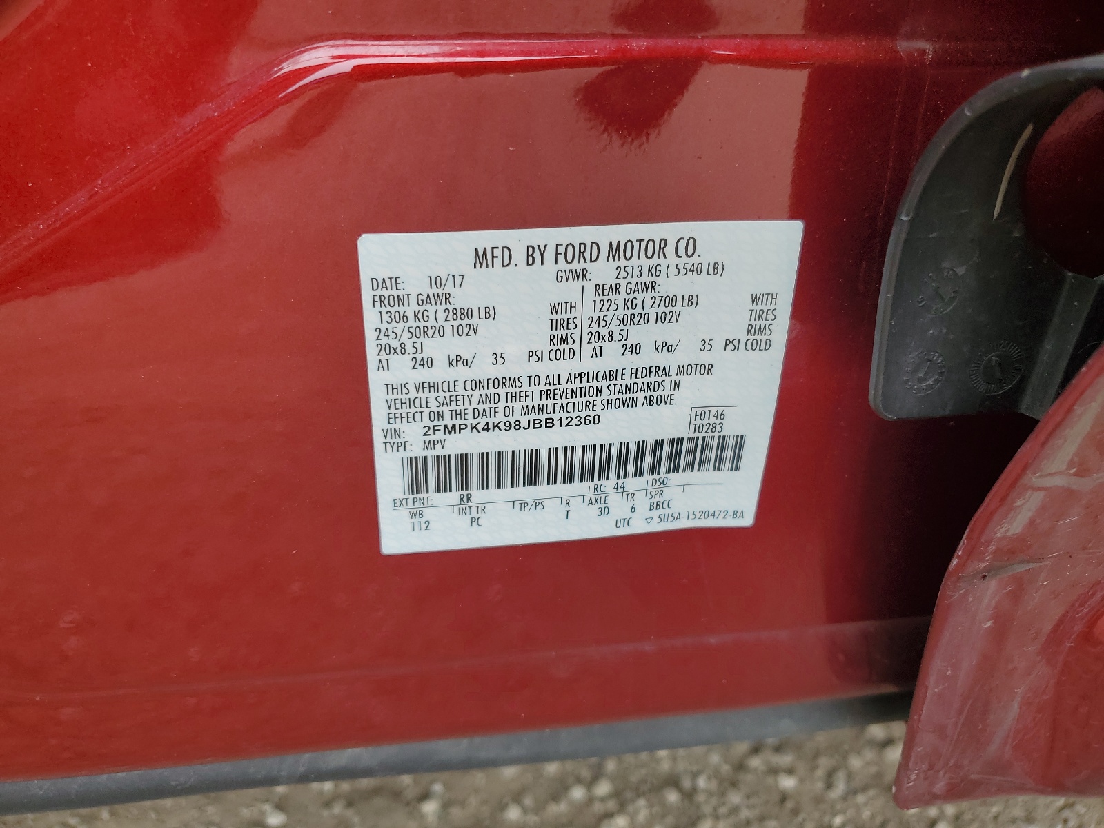 2FMPK4K98JBB12360 2018 Ford Edge Titanium