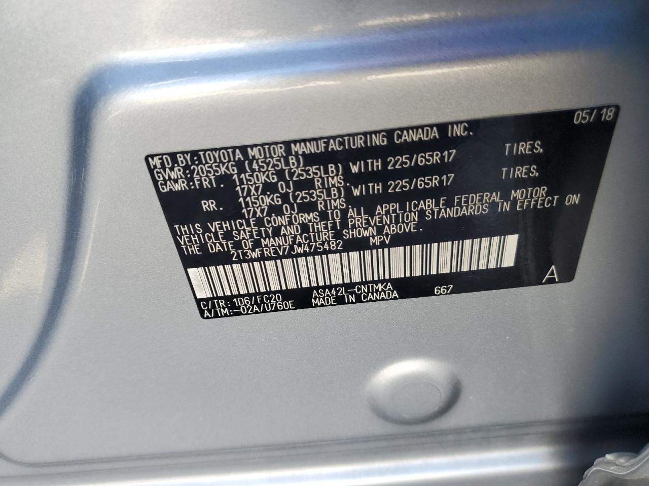 2018 Toyota Rav4 Adventure VIN: 2T3WFREV7JW475482 Lot: 63800914