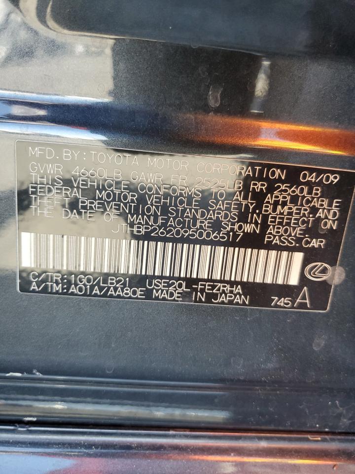 2009 Lexus Is-F VIN: JTHBP262095006517 Lot: 63541394