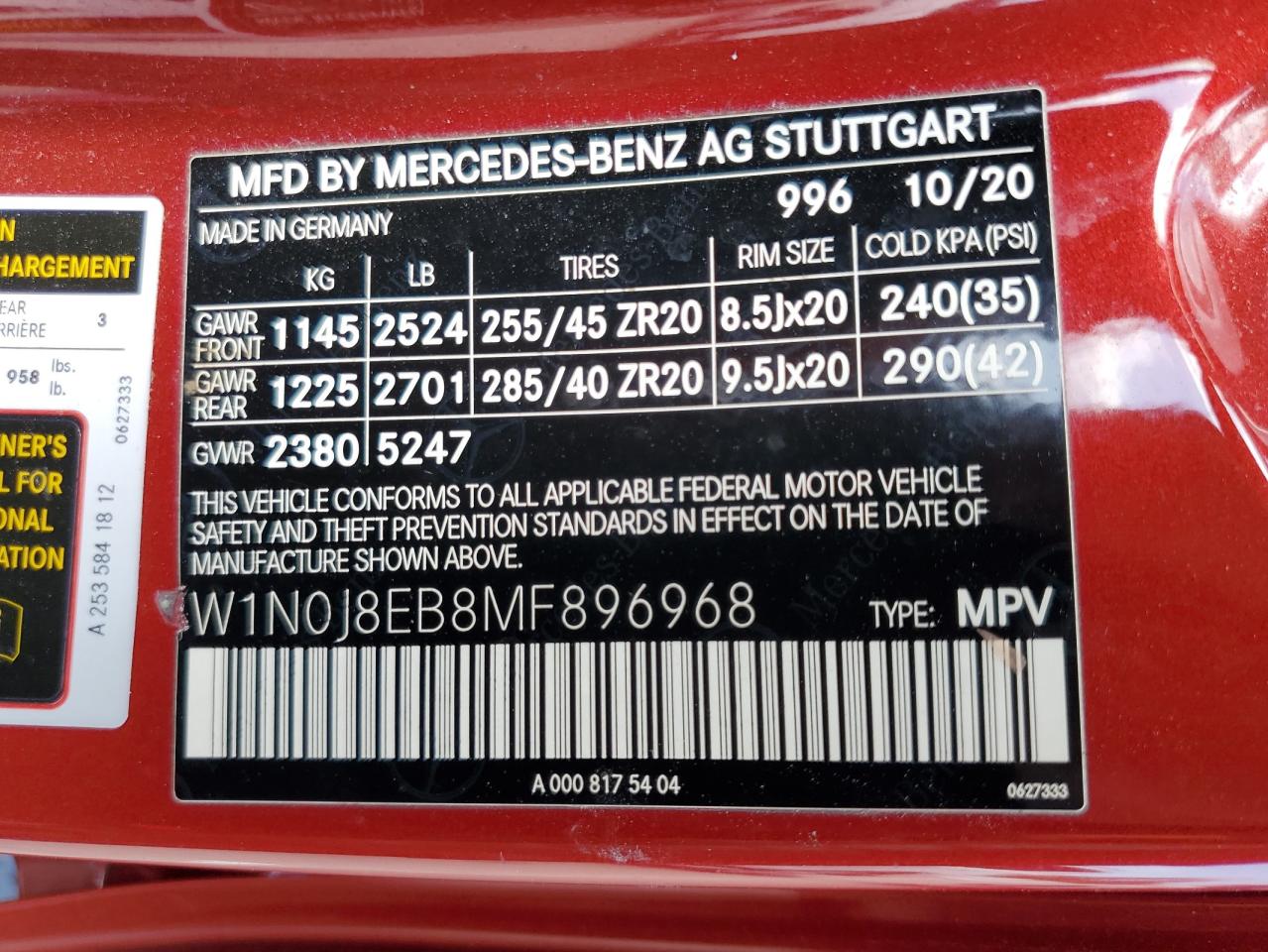 2021 Mercedes-Benz Glc Coupe 300 4Matic VIN: W1N0J8EB8MF896968 Lot: 60299674