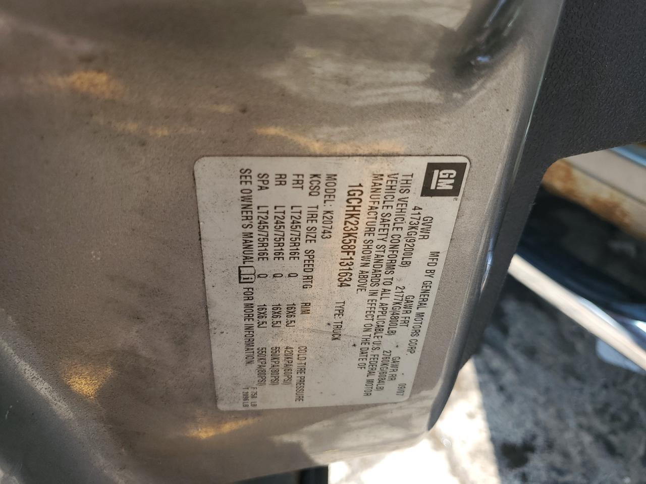 2008 Chevrolet Silverado K2500 Heavy Duty VIN: 1GCHK23K58F131634 Lot: 61822384