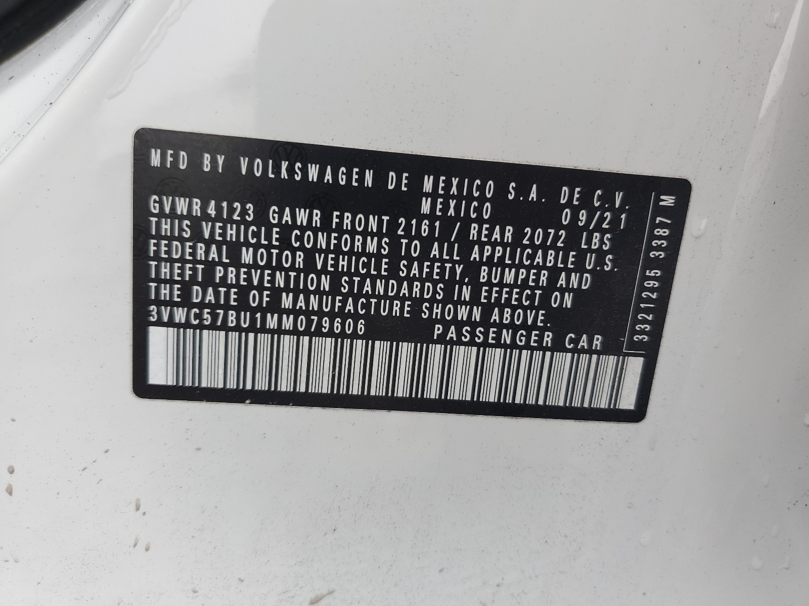 3VWC57BU1MM079606 2021 Volkswagen Jetta S