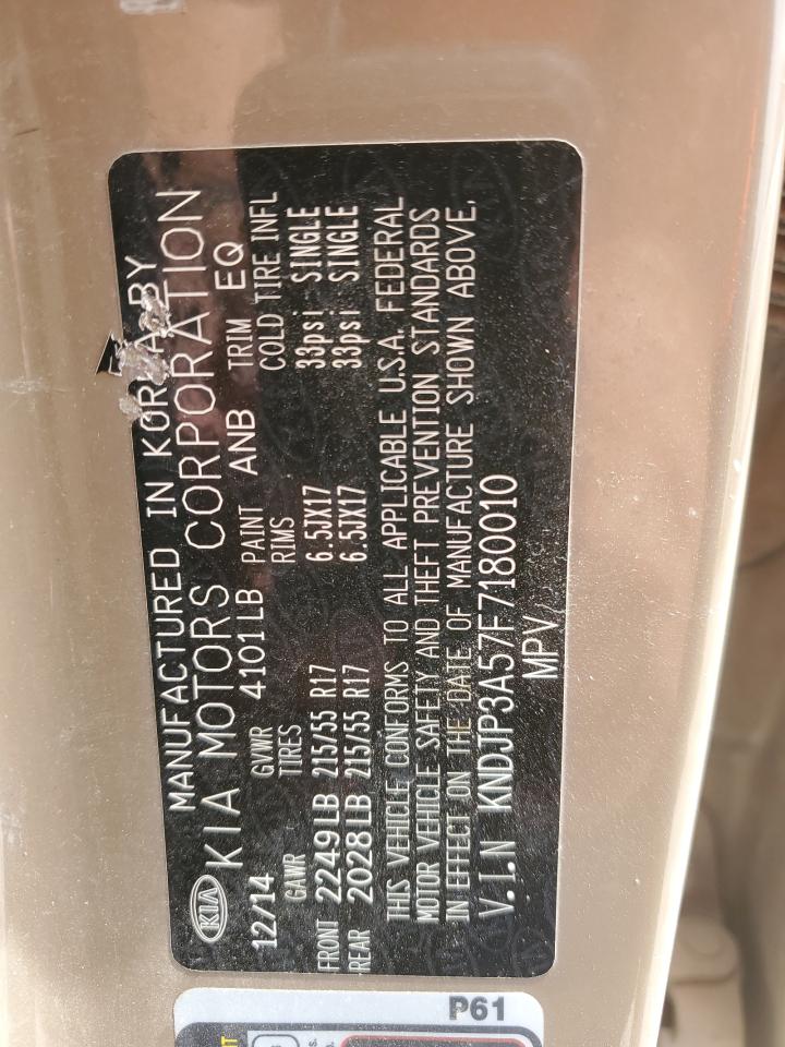 2015 Kia Soul + VIN: KNDJP3A57F7180010 Lot: 65031964