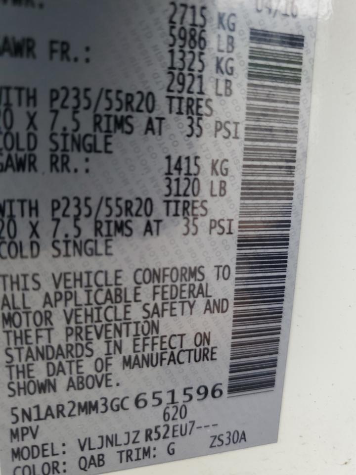 5N1AR2MM3GC651596 2016 Nissan Pathfinder S