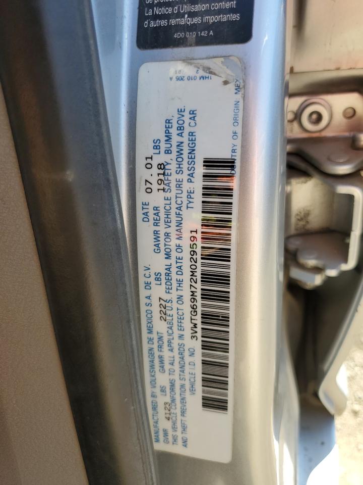 2002 Volkswagen Jetta Glx VIN: 3VWTG69M72M029591 Lot: 63655134