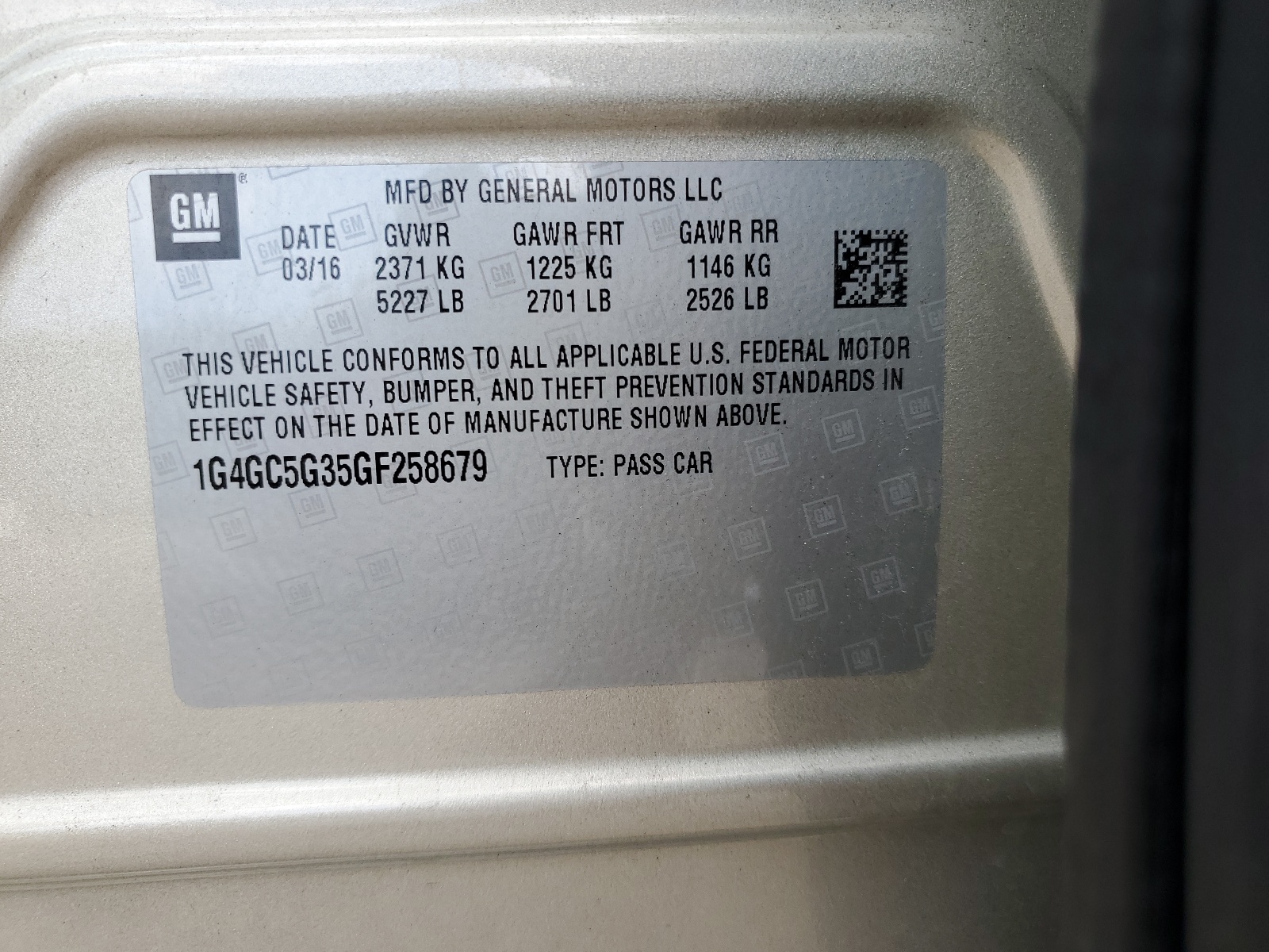 1G4GC5G35GF258679 2016 Buick Lacrosse