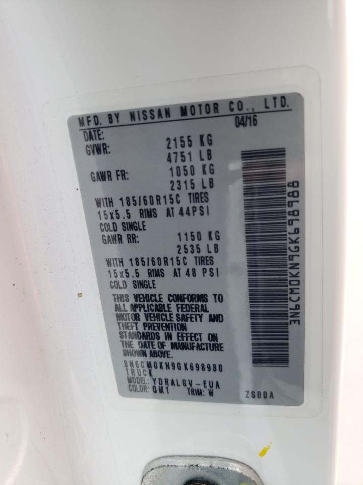 2016 Nissan Nv200 2.5S VIN: 3N6CM0KN9GK698988 Lot: 63180064