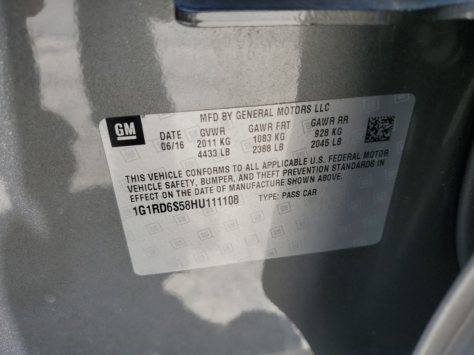 1G1RD6S58HU111108 2017 Chevrolet Volt Premier