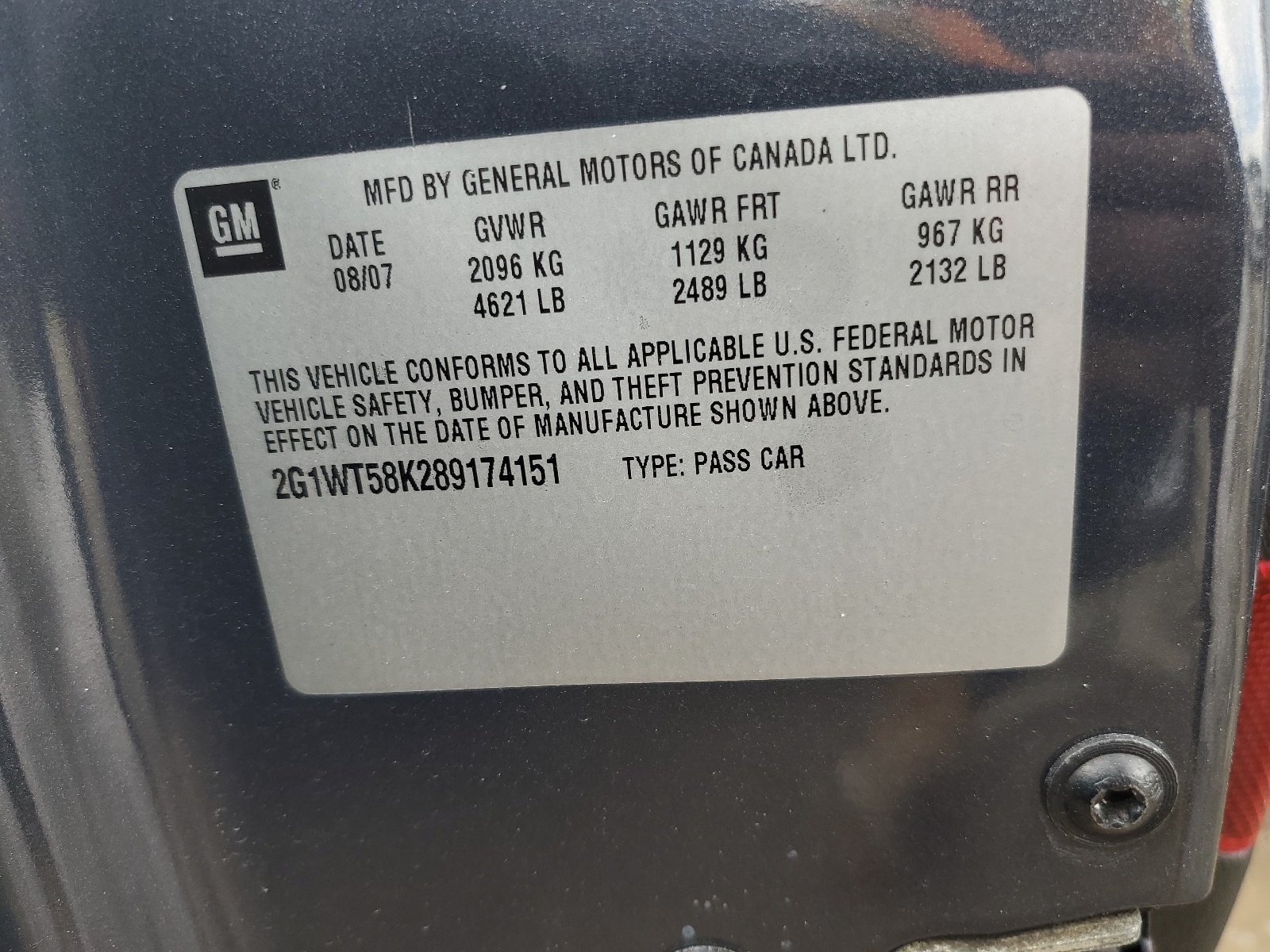 2G1WT58K289174151 2008 Chevrolet Impala Lt