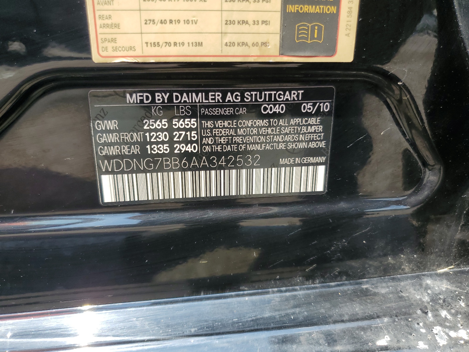 WDDNG7BB6AA342532 2010 Mercedes-Benz S 550