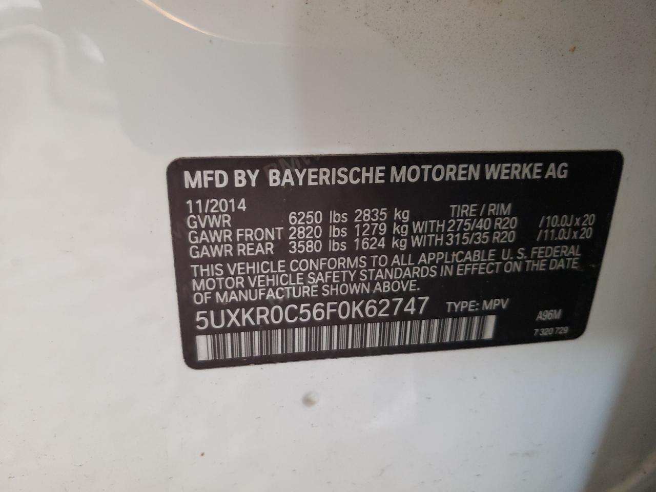 5UXKR0C56F0K62747 2015 BMW X5 xDrive35I