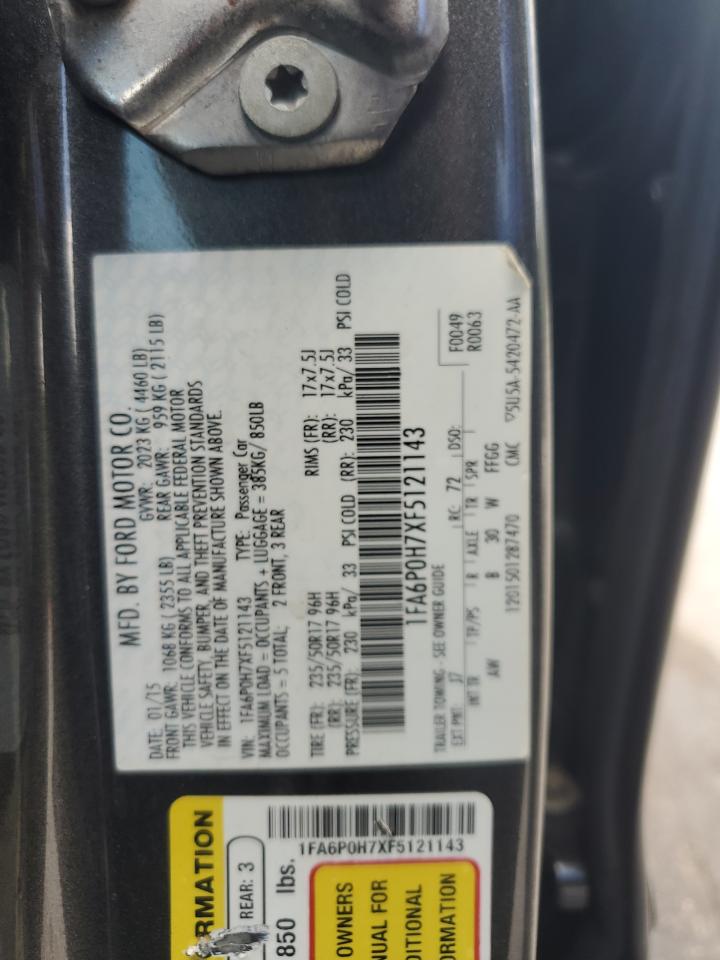 2015 Ford Fusion Se VIN: 1FA6P0H7XF5121143 Lot: 63665104