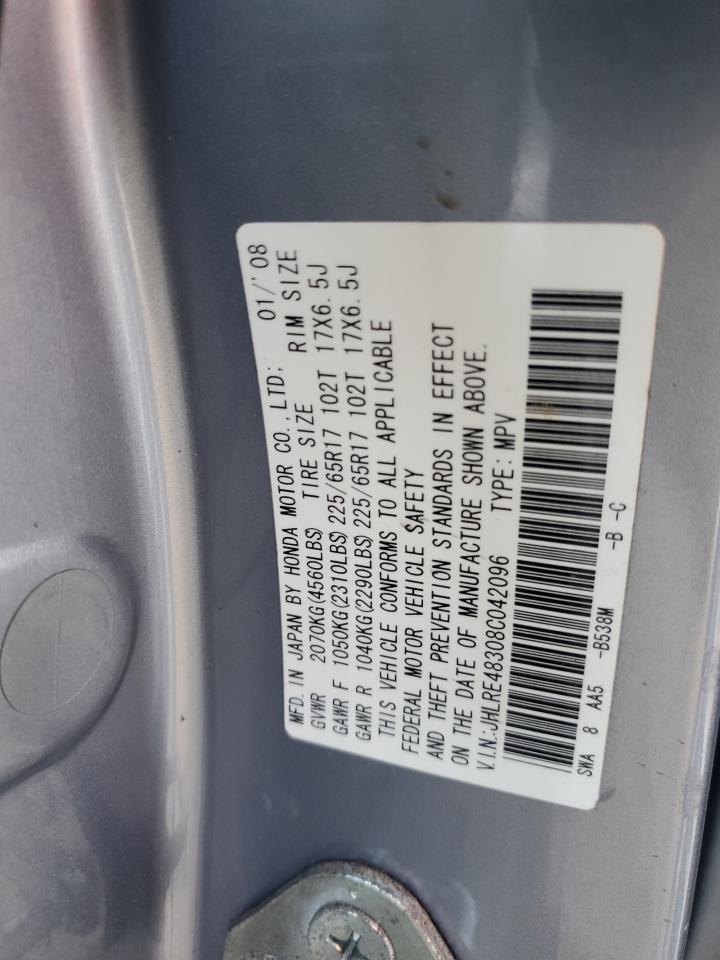 2008 Honda Cr-V Lx VIN: JHLRE48308C042096 Lot: 64124444