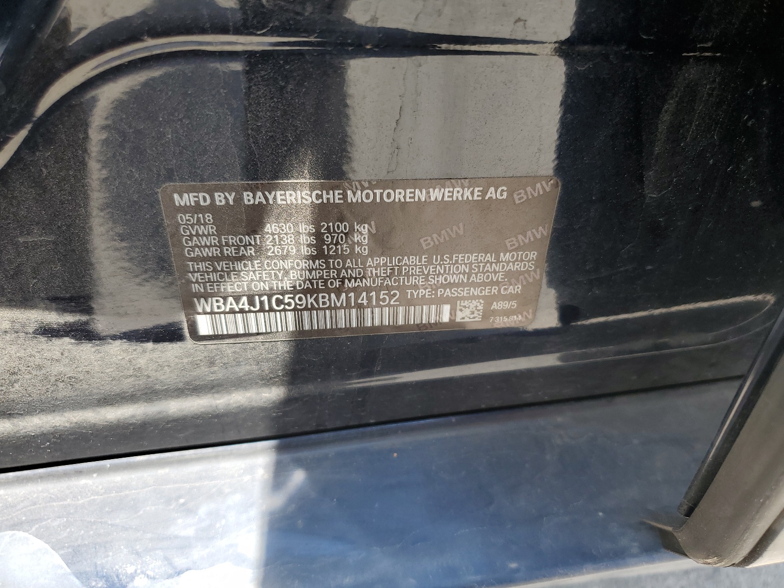 WBA4J1C59KBM14152 2019 BMW 430I Gran Coupe