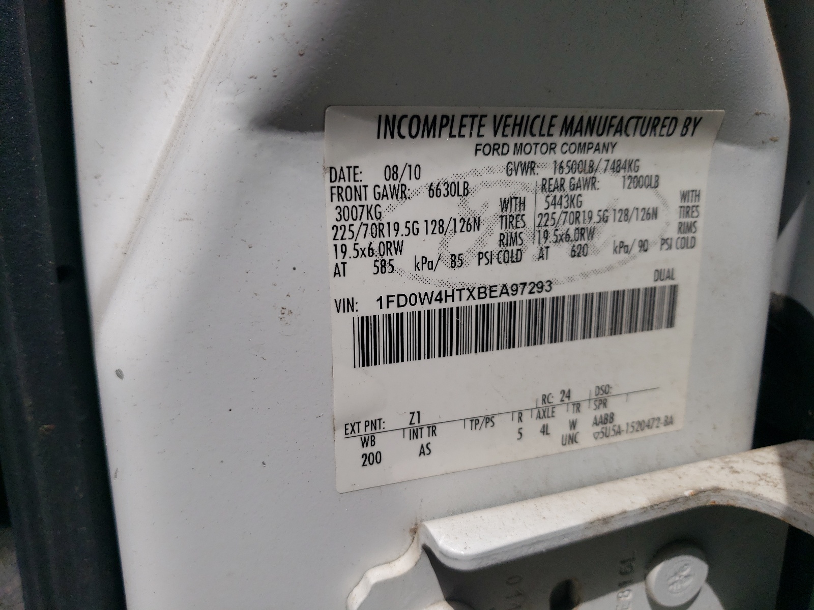 1FD0W4HTXBEA97293 2011 Ford F450 Super Duty