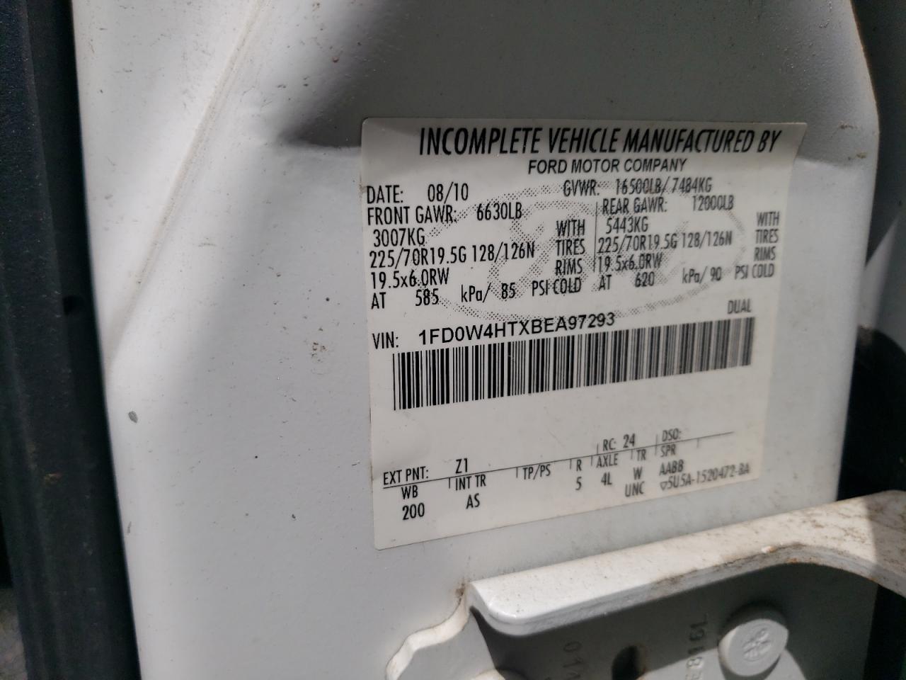 2011 Ford F450 Super Duty VIN: 1FD0W4HTXBEA97293 Lot: 63549504