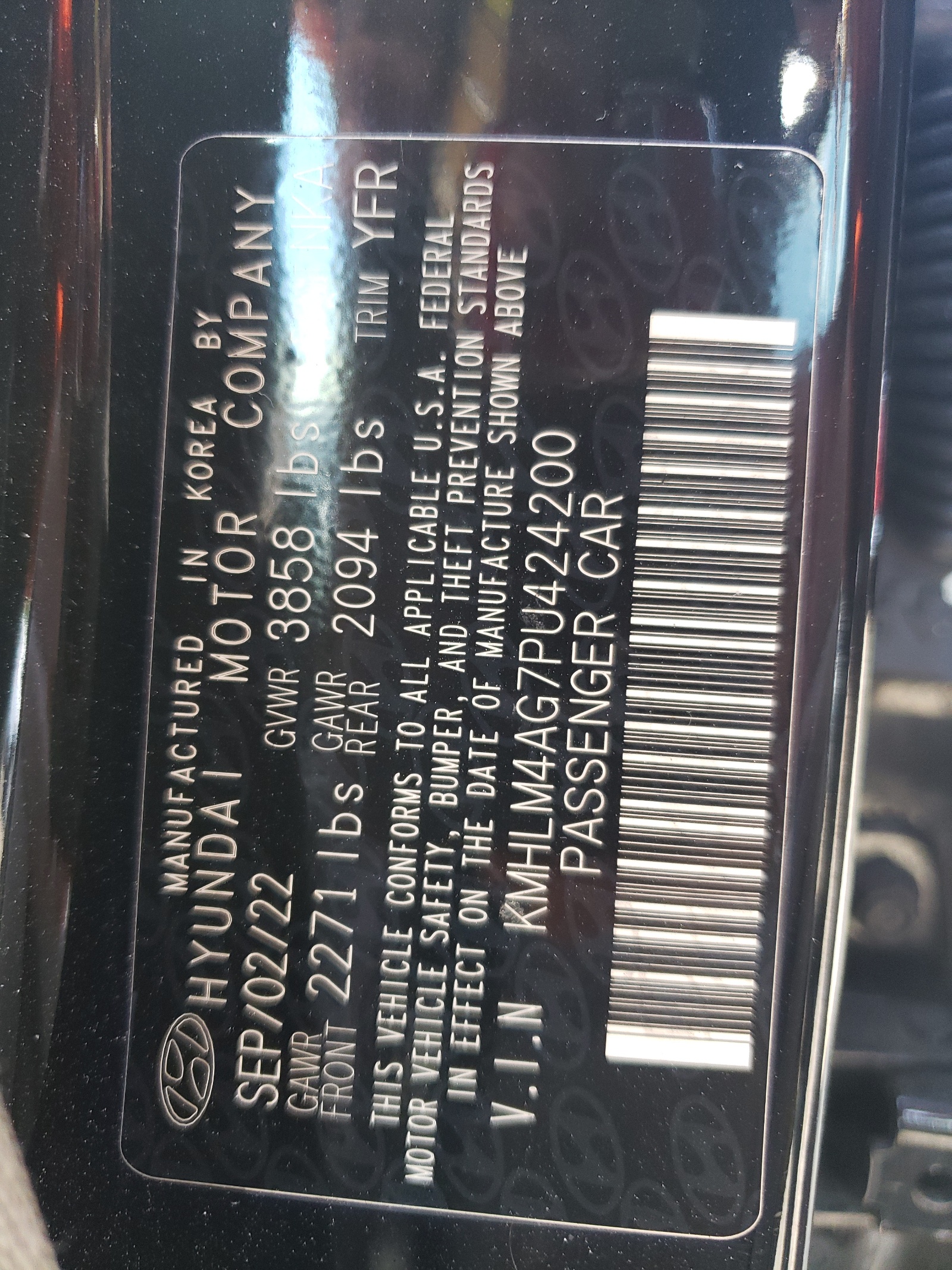 KMHLM4AG7PU424200 2023 Hyundai Elantra Sel