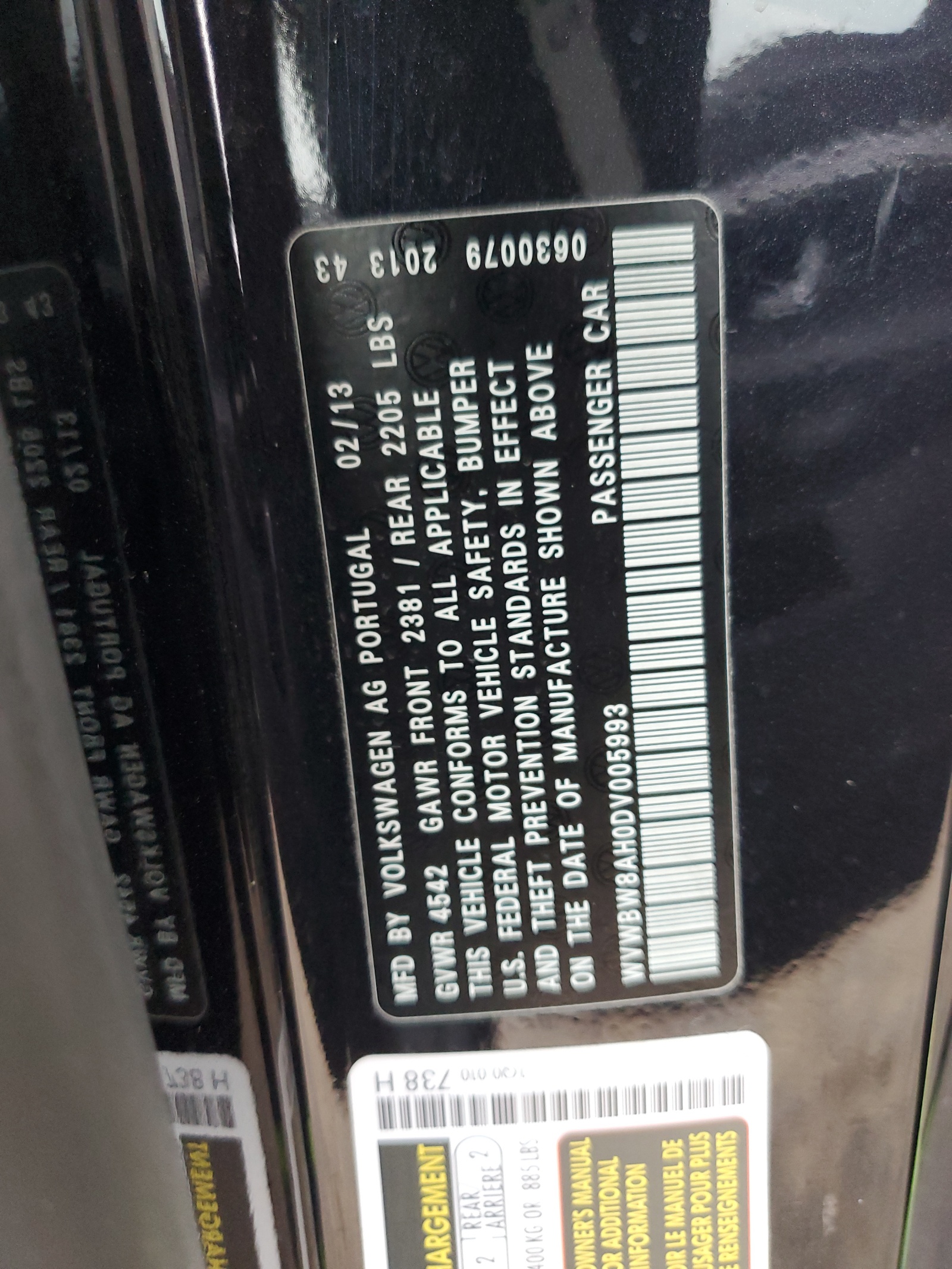 WVWBW8AH0DV005993 2013 Volkswagen Eos Komfort