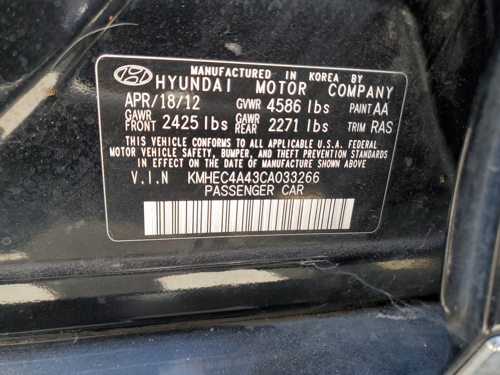 2012 Hyundai Sonata Hybrid vin: KMHEC4A43CA033266