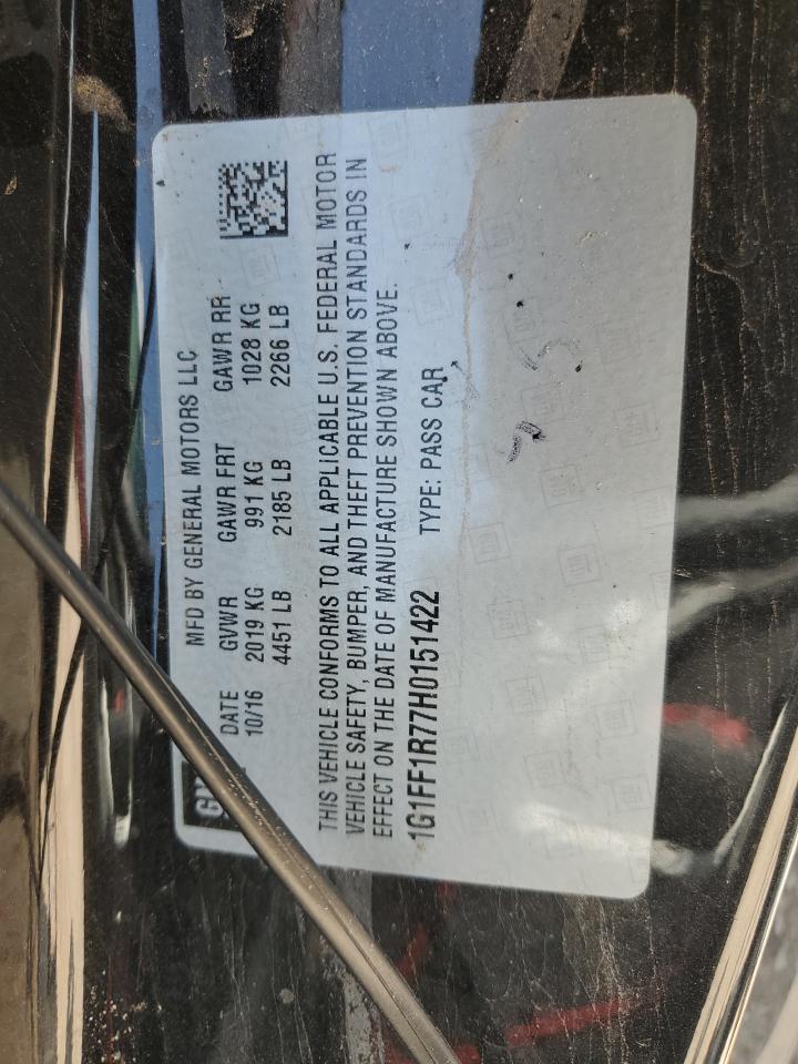 2017 Chevrolet Camaro Ss VIN: 1G1FF1R77H0151422 Lot: 64663024