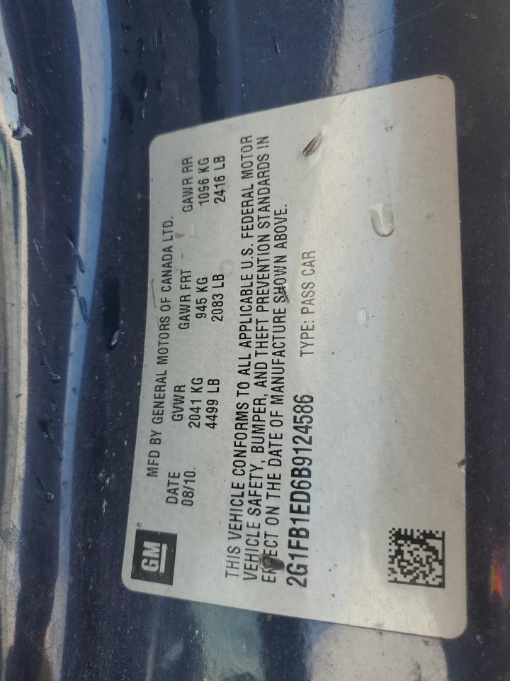 2011 Chevrolet Camaro Lt VIN: 2G1FB1ED6B9124586 Lot: 64621264