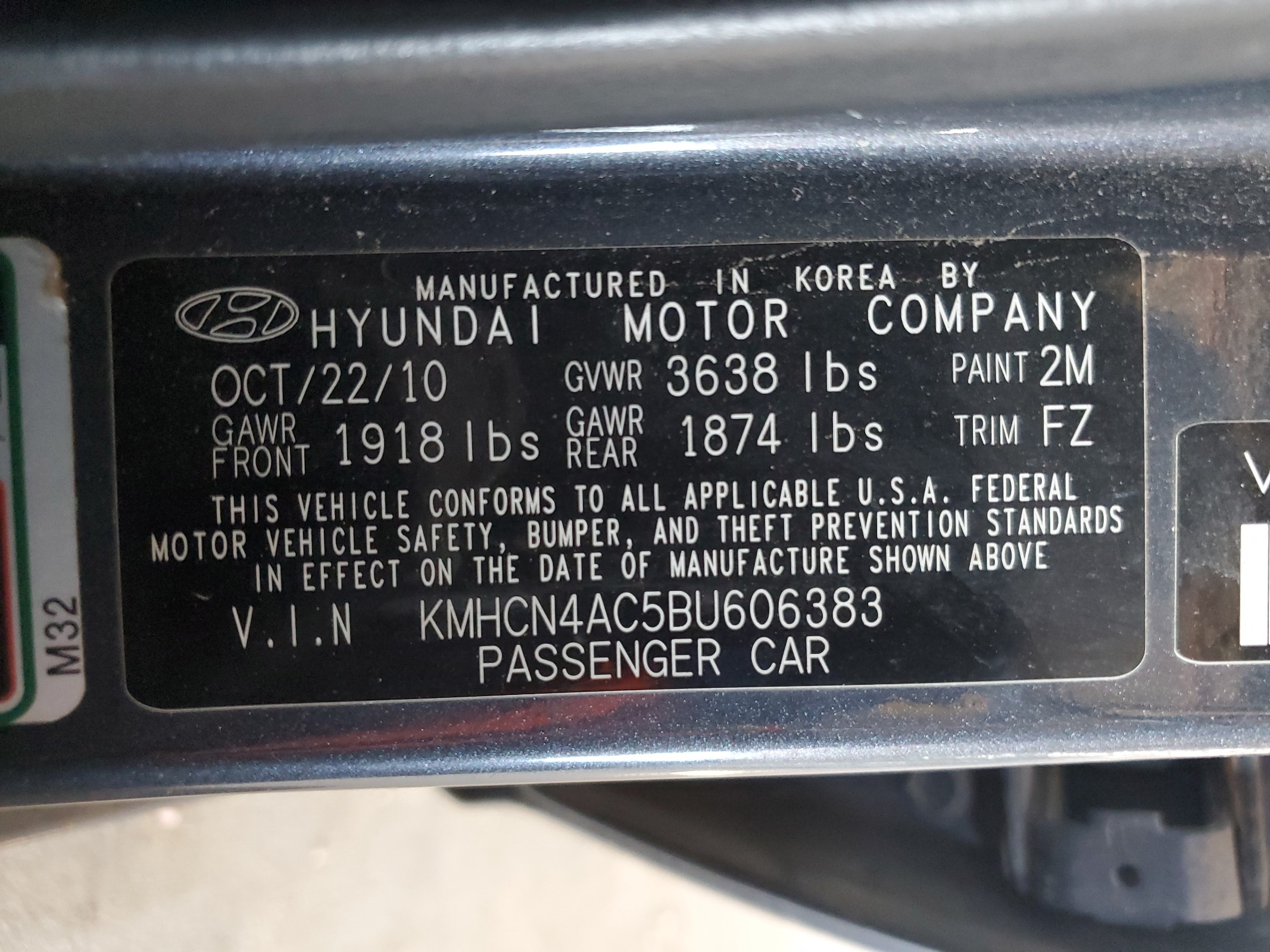 KMHCN4AC5BU606383 2011 Hyundai Accent Gls