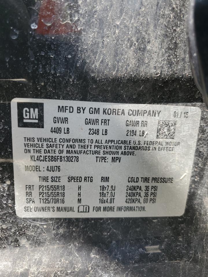 2015 Buick Encore VIN: KL4CJESB6FB130278 Lot: 62927724