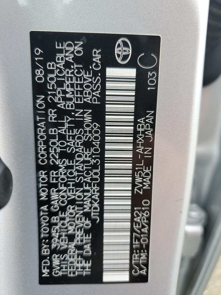 2020 Toyota Prius L VIN: JTDKARFU0L3104009 Lot: 63794194