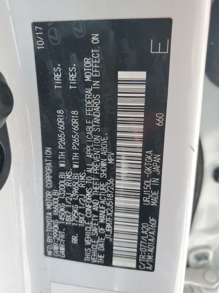 2018 Lexus Gx 460 VIN: JTJBM7FX2J5187236 Lot: 64678244