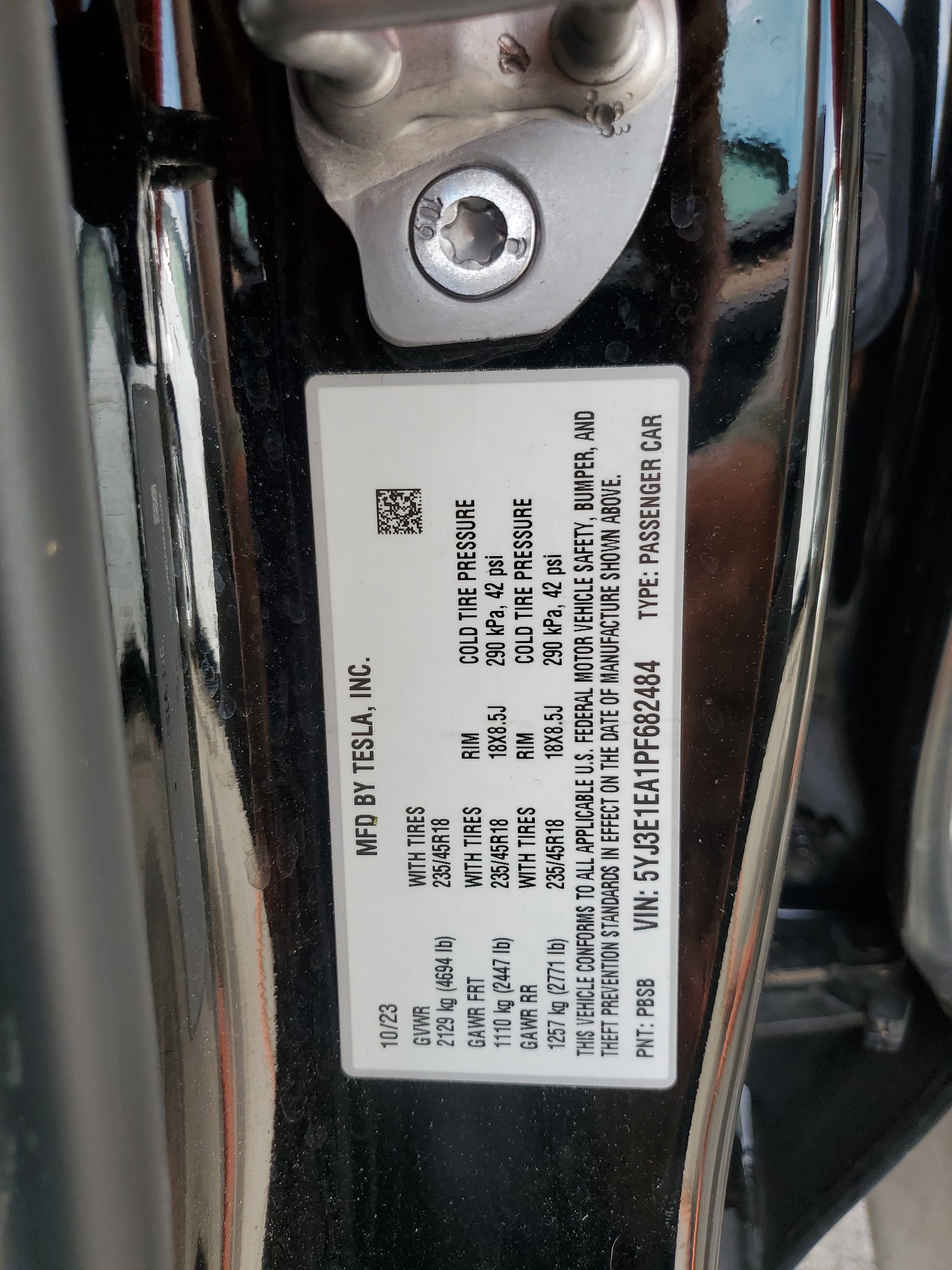 5YJ3E1EA1PF682484 2023 Tesla Model 3