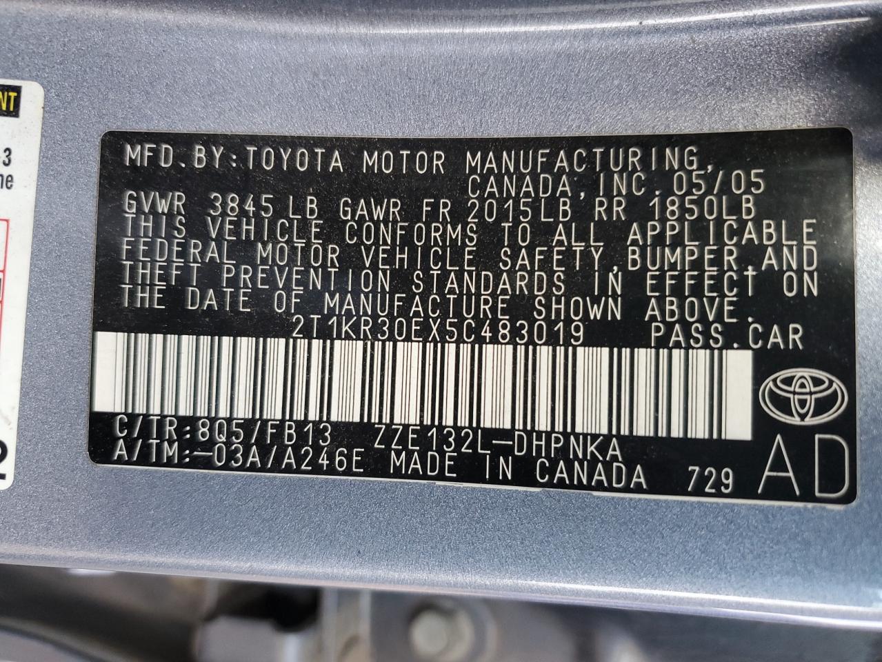 2T1KR30EX5C483019 2005 Toyota Corolla Matrix Xr