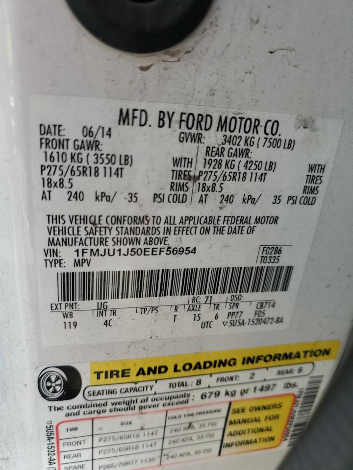 2014 Ford Expedition Xlt VIN: 1FMJU1J50EEF56954 Lot: 62601364