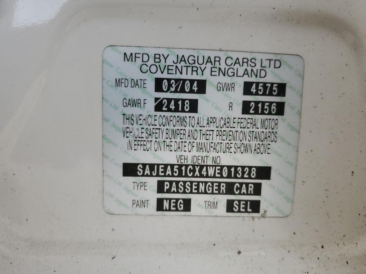 2004 Jaguar X-Type 3.0 VIN: SAJEA51CX4WE01328 Lot: 65585154