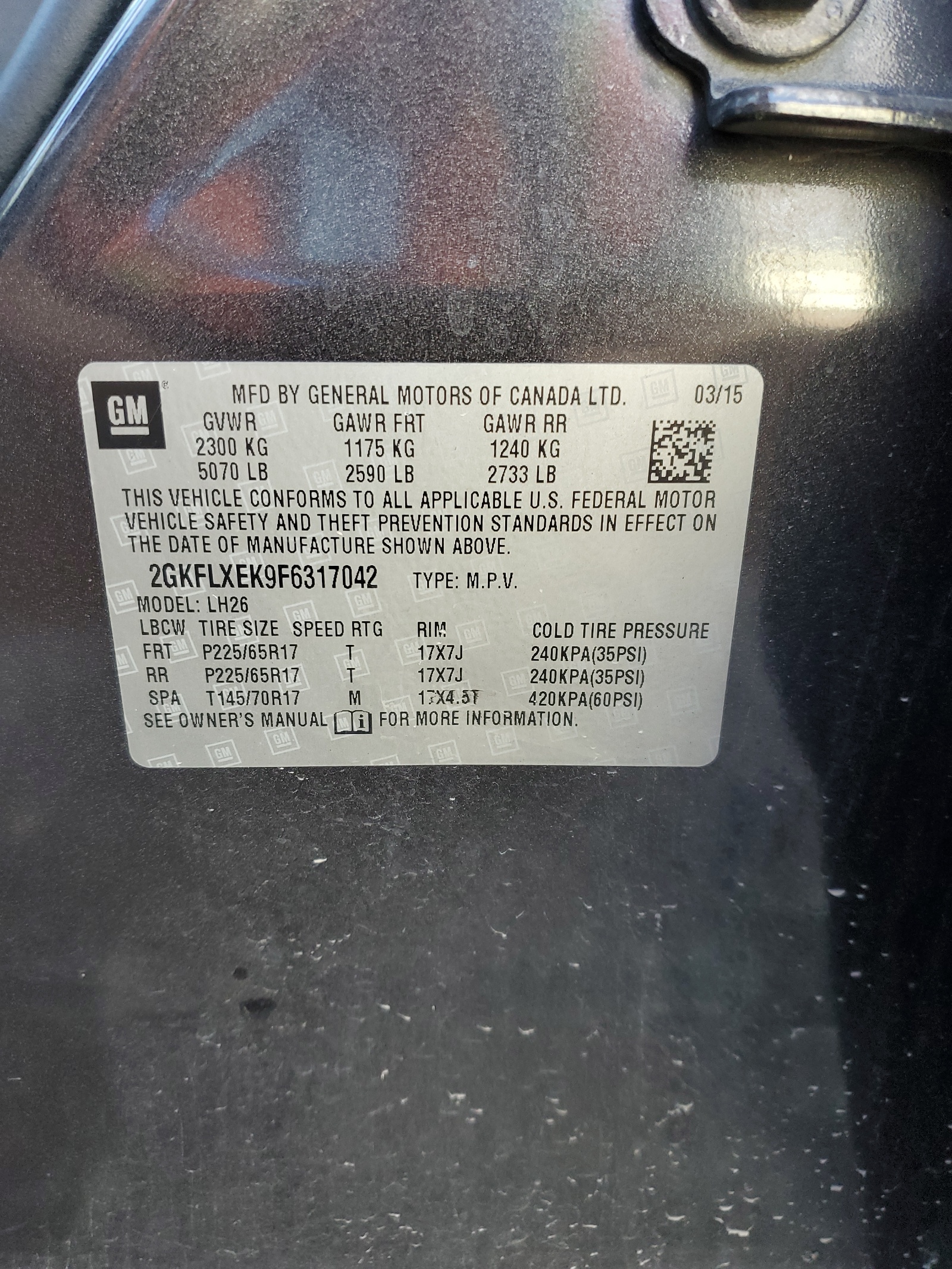 2GKFLXEK9F6317042 2015 GMC Terrain Slt