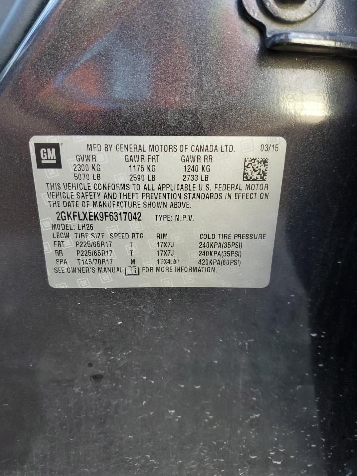 2015 GMC Terrain Slt VIN: 2GKFLXEK9F6317042 Lot: 64422534