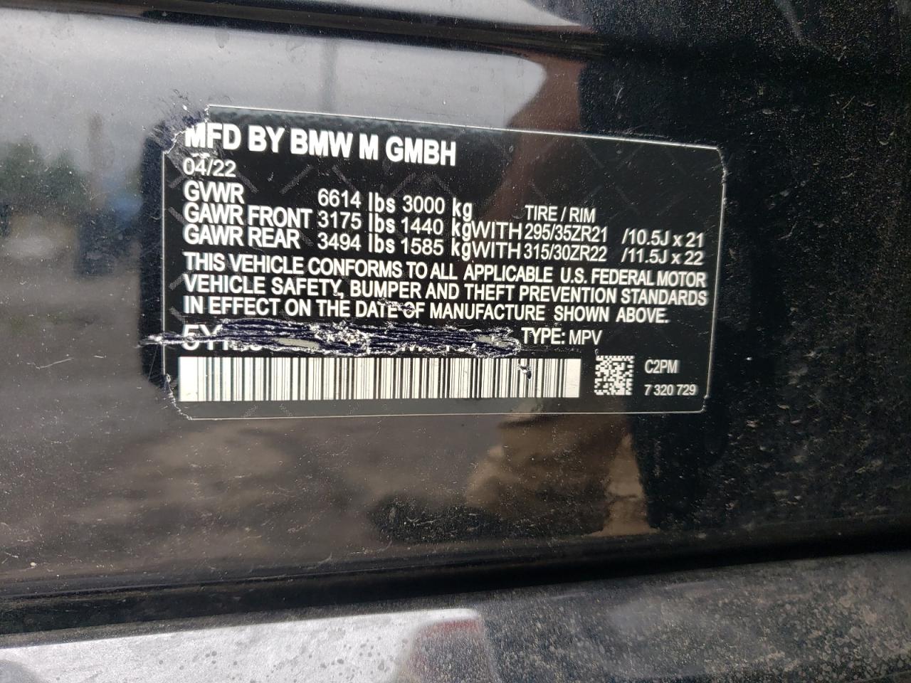 5YMJU0C07N9M50016 2022 BMW X5 M