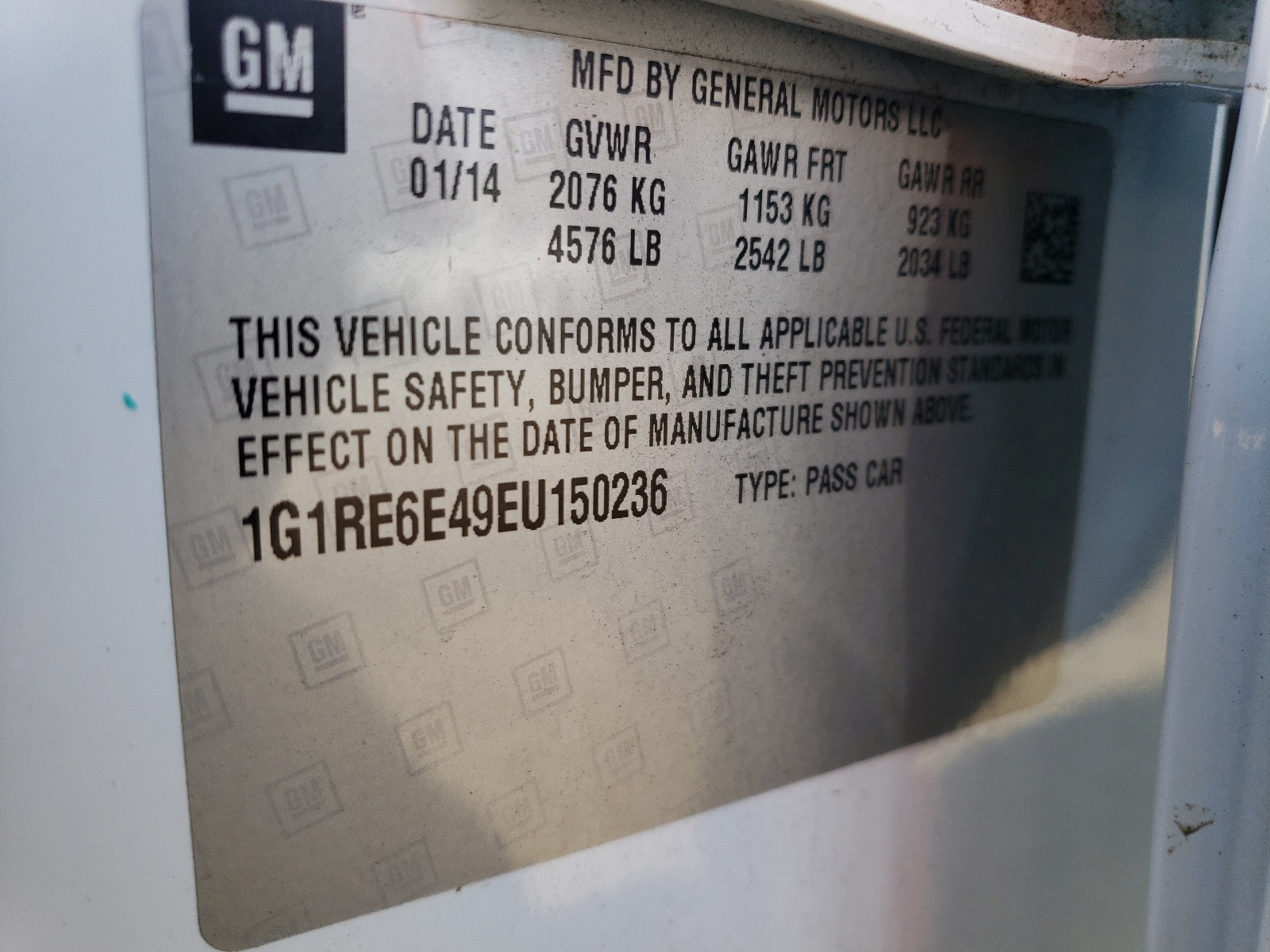 1G1RE6E49EU150236 2014 Chevrolet Volt