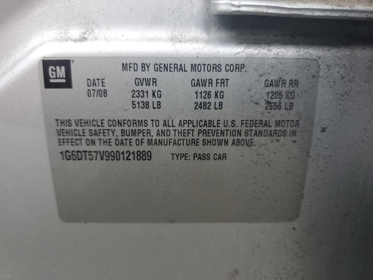 2009 Cadillac Cts Hi Feature V6 VIN: 1G6DT57V990121889 Lot: 61466004